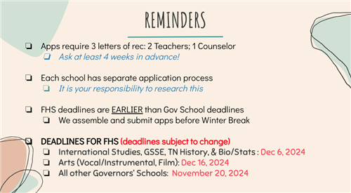 Reminders for Gov School
